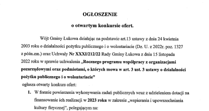 OGŁOSZENIE o otwartym konkursie ofert.: „Rocznego programu współpracy z organizacjami pozarządowymi oraz podmiotami, o których mowa w art. 3 ust. 3 ustawy o działalności pożytku publicznego i o wolontariacie”